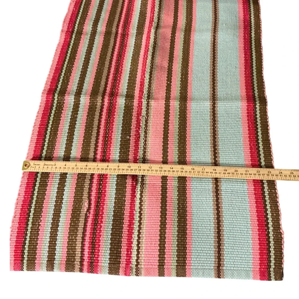 Dash & Albert Handwoven Striped Polypropylene UV Rug 2x3 Pink Brown Multi